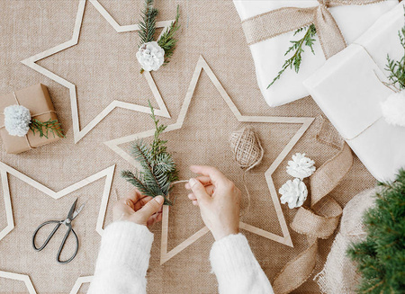 Hangings Star, natural wood, 3 pcs.