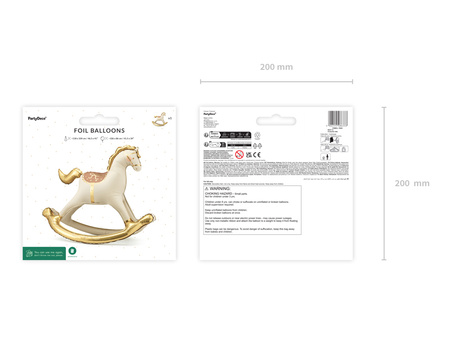 Foil Balloon Rocking Horse – Gold-Cream, 118x104 cm