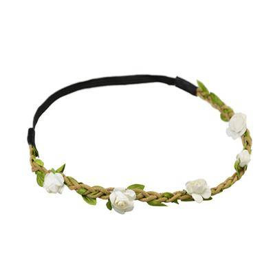 Head wreath, with flowers, on elastic
