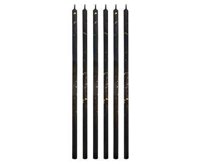 Birthday candles black gold, 16.5 cm, 6 pcs