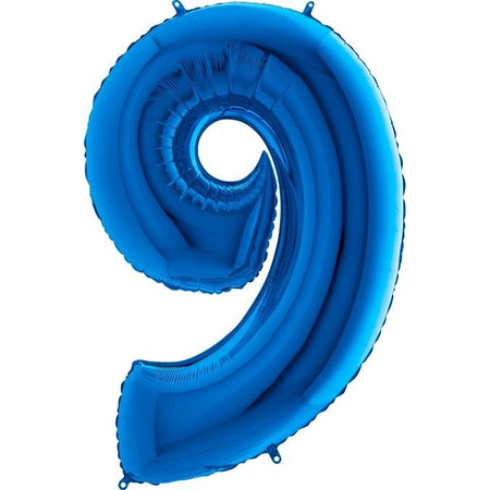 The foil balloon digit Blue 9 - 102 cm Grabo