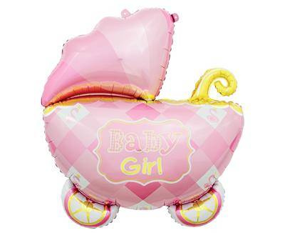 Foil Balloon Trolley, Baby Girl, Baby Shower - 60 cm