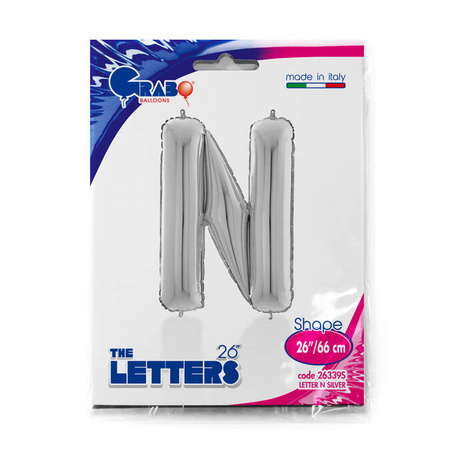 Foil balloon letter N, 66cm, silver