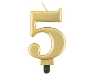 Candle 5, Metal gold, 8 cm