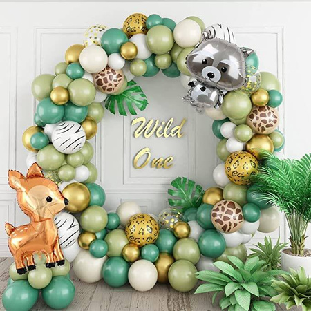 Forest-themed green balloon garland, 100 pieces.