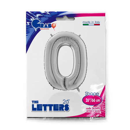 Foil balloon letter O, 66cm, silver