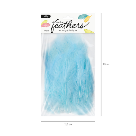 Decorative feathers long - blue, 50 pieces