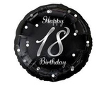 Happy 18th Birthday Folienballon, schwarz-silberner Druck, 46 cm