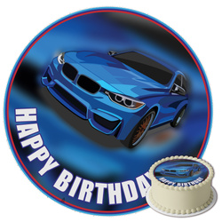 Car cake topper edible wafer round 20 cm premium, vegan, gluten-free, cut