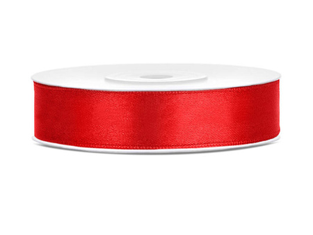 Satin ribbon, red ribbon, 12mm / 25m