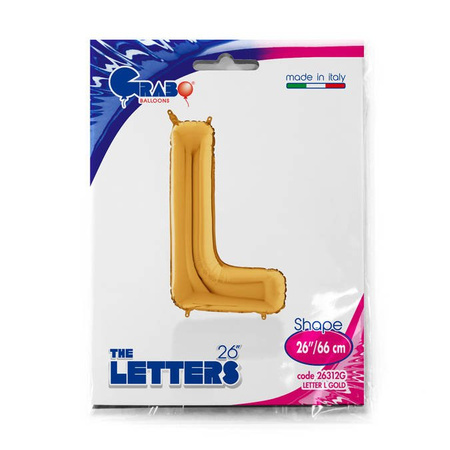 Foil balloon letter L, 66cm, gold