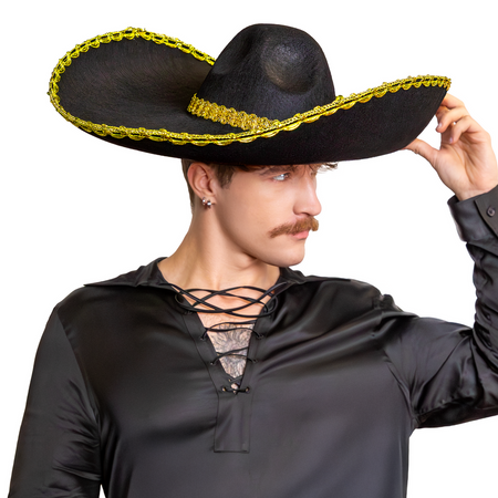 Mexican hat Sombrero with gold trim 60cm