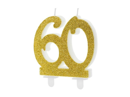 Geburtstagskerze '60', Geburtstag, Gold, 7,5 cm