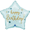 Folienballon - Blauer Stern Happy Birthday, 45cm
