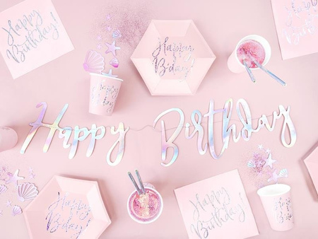Papierservietten, Happy Birthday, Puderrose, 33x33cm