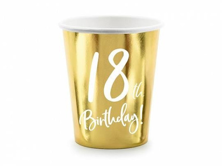 18th Birthday cups, gold, 220 ml