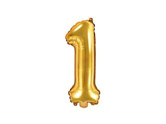 Foil balloon Digit 1, 35cm, Golden