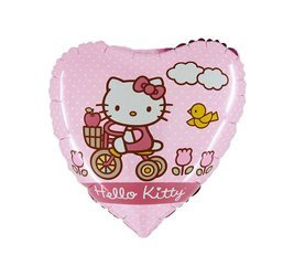 Foil balloon Heart Hello Kitty on a bike - 46 cm