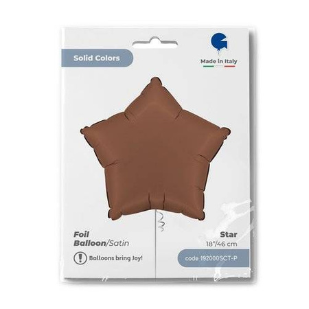 Folienballon - Satin Chocolate Brown Star 46cm, Grabo