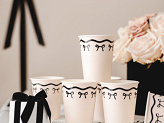 Paper Cups with Bows – Cream-Black, 220 ml, 6 pieces
