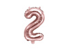 Foil balloon digit '2', 35cm, pink gold