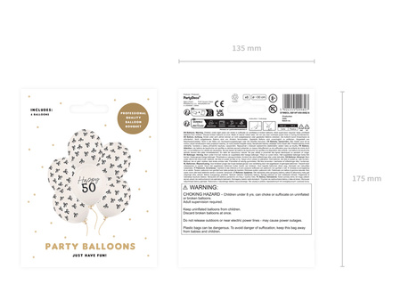 Ballons 30 cm, Set zum 50. Geburtstag, Pastell Off-White