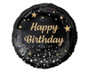 Foil balloon Happy Birthday black, golden print, 18 '