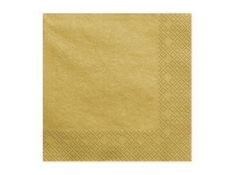 Dreischichtige Servietten, metallisiertes Gold, 33x33cm (1 Pk. / 20 Stk.)