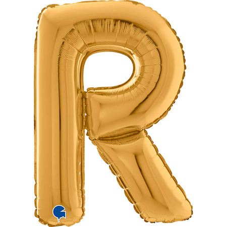 Foil balloon letter R, 66cm, gold