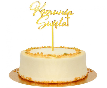 Acrylic Decoration for Cake First Holy Communion, Gold, 18x14 cm
