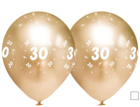 Latex balloons Chrome "30", golden, 30 cm, 50 pcs.