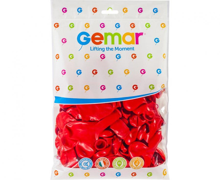 Latex Balloons Standard Heart Gemar Red, 26cm, 50 pcs.