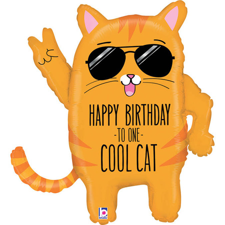 Folienballon - Cool Cat, Happy Birthday 84 cm, Grabo