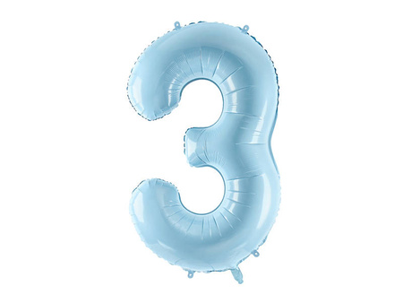 The number 3 Foil balloon, 86cm, light blue