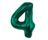 Foil balloon, number 4, bottle green, 85 cm.