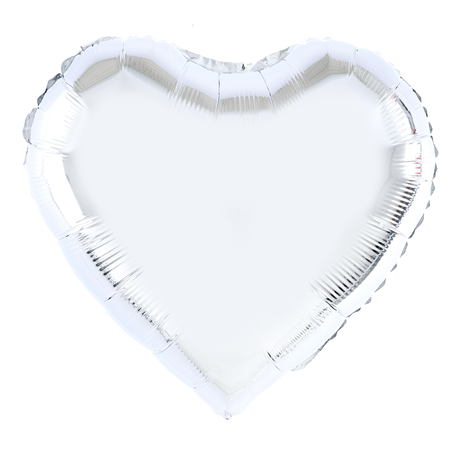 Heart foil balloon, silver, 46 cm