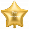 Balon in Form eines Sterns, Gold, mit individuellem Aufdruck.
