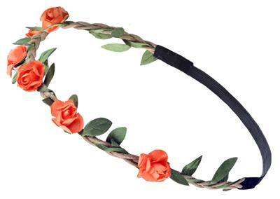 Head wreath, with flowers, on elastic