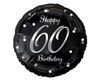 Foil balloon Happy 60 Birthday, black silver print, 46 cm