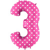 The foil balloon numeral 3 Pink dotted - 102 cm Grabo