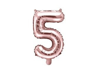 Foil balloon digit '5', 35cm, pink gold