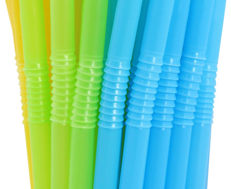 Bent reusable straws, color mix, 5mm, 210mm, 500pcs