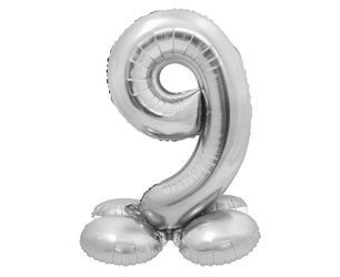 Foil balloon, standing digit 9, silver, 72 cm