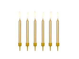 Birthday candles smooth, gold (1, Op. / 6 pcs.)