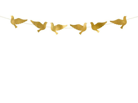 Garland pigeons, gold, 112cm