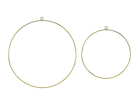 Metal decorative pendants Circles, gold, 2 pcs.