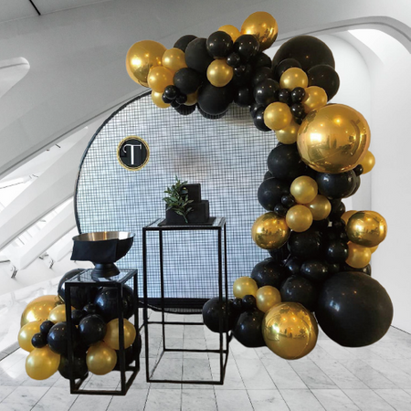 Ballongirlande, Set schwarz, gold