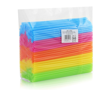 Bent reusable straws, color mix, 5mm, 210mm, 500pcs