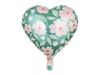 Foil balloon Green heart with flowers 45 cm