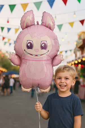 Labubu foil balloon, pink, 24 inches, Grabo